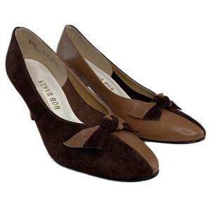 Vintage Leather Suede Two Tone Pumps - Women's Size 8 N